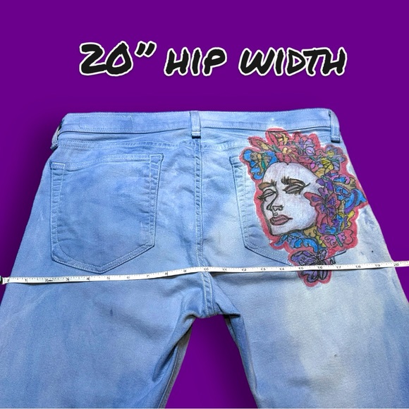 🎉HP🎉 NWOT Originally White now Hand Drawn “Two Face” Design. Size 30 - Picture 8 of 11